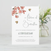 Schmetterling Blumen QR Code Brautparty Einladung (Stehend Vorderseite)