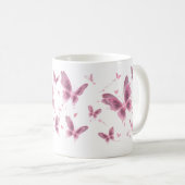 Schmetterling-Blumen-Tasse in Rosa Kaffeetasse (VorderseiteRechts)