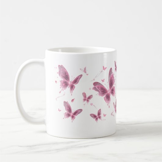 Schmetterling-Blumen-Tasse in Rosa Kaffeetasse (Links)