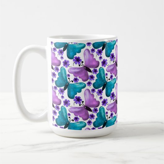 Schmetterling Blumenmuster Ästhetik Süße Blumen Kaffeetasse (Links)