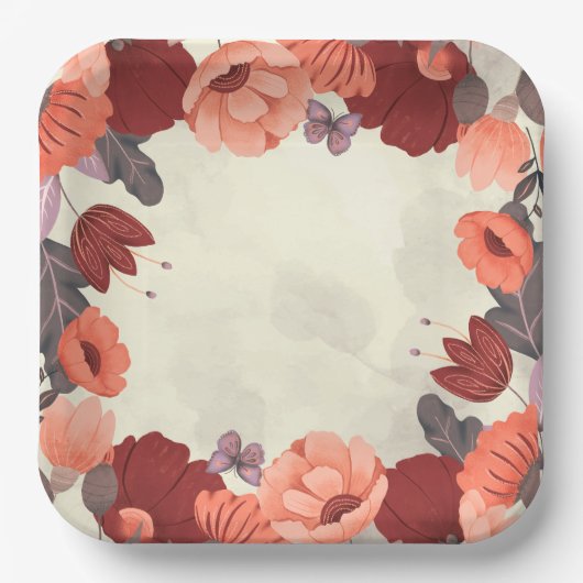 Schmetterling-Blüte Pappteller (Vorderseite)