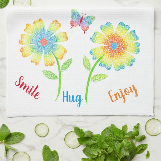 Schmetterling & Daisis Geschirrtuch (Gefaltet)