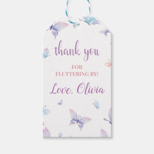 Schmetterling Danke, dass du Flutterfly durch Gefa Geschenkanhänger (Vorderseite)