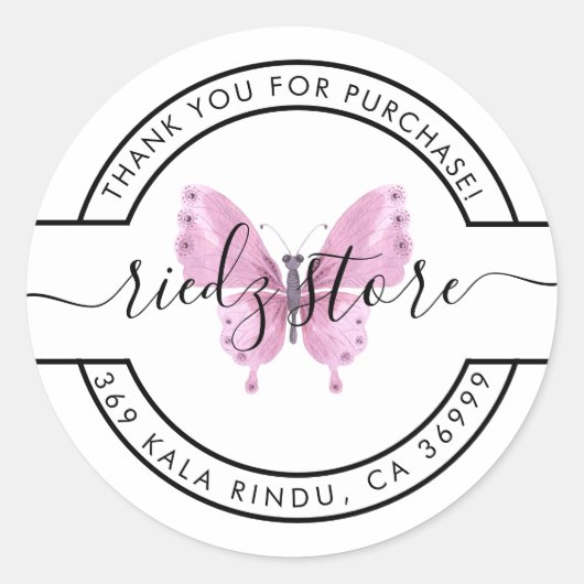 Schmetterling Danke, dass du gekauft hast Runder Aufkleber (Vorderseite)