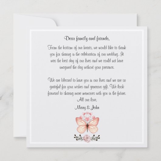 Schmetterling Danke, dass du gewusst hast (Rückseite)