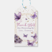 Schmetterling Danke, dass du von Girly Lila geflat Geschenkanhänger (Vorderseite)