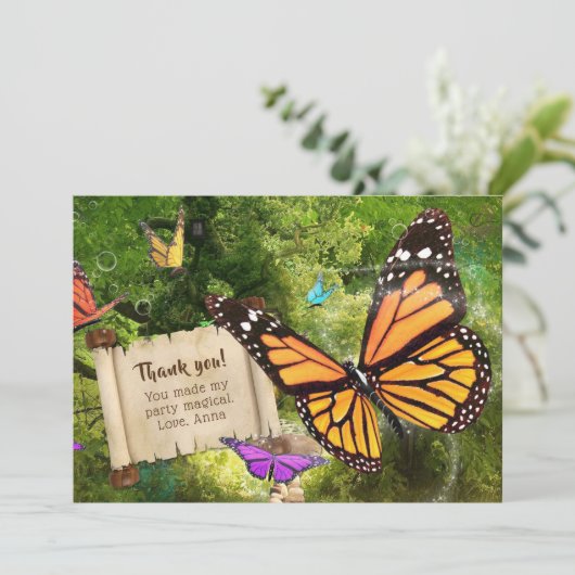 Schmetterling Danke Karte (Stehend Vorderseite)