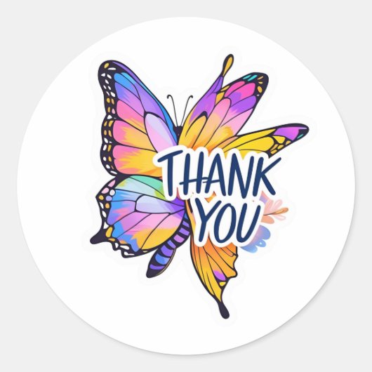Schmetterling Danke Runder Aufkleber (Vorderseite)