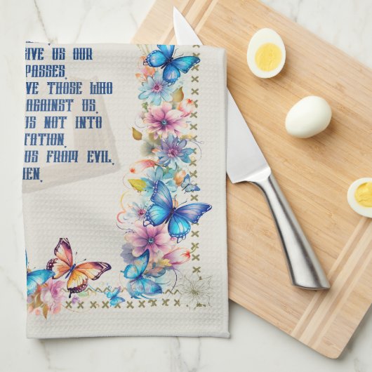 Schmetterling Das Gebet des Herrn Geschirrtuch (Viertel Falte)