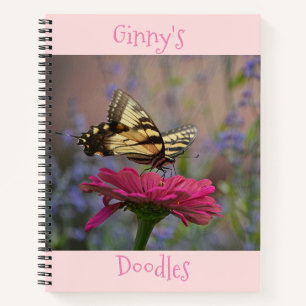 Schmetterling Deep Pink Zinnia Notizblock