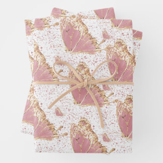 Schmetterling Deko Rosa Gelbe goldene Fußketten  Geschenkpapier Set
