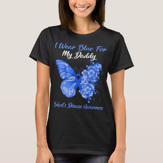 Schmetterling, den ich für mein Daddy Behcet blau  T-Shirt (Vorderseite)