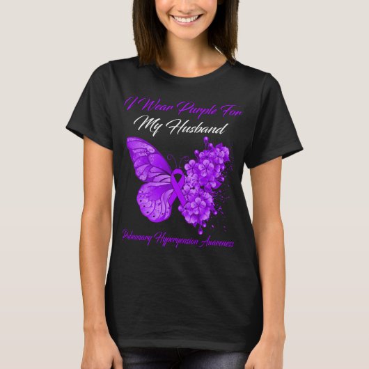 Schmetterling, den ich Lila für meine Husband-Pulm T-Shirt (Vorderseite)