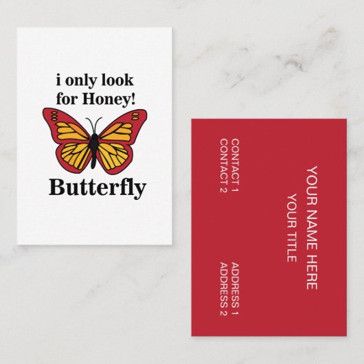 Schmetterling, den ich nur nach Honig-Schmetterlin Visitenkarte (Vorne/Hinten)