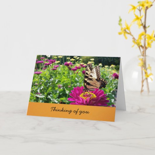 Schmetterling- Denken Sie an Sie (innen leer) Karte (Gelbe Blume)