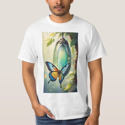Schmetterling, der aus seinem Chrysalis-Macro-Schu T-Shirt (Vorderseite)