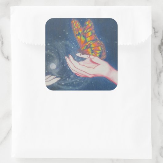 Schmetterling der Freundschaft Quadratischer Aufkleber (Tasche)