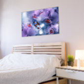 Schmetterling, der rosa und Lila Orchideen-Blume b Poster