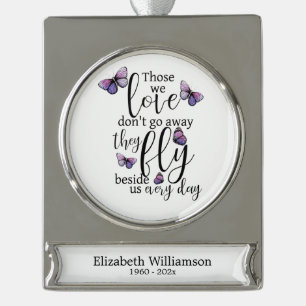 Schmetterling, die wir Liebe Schmetterlinge Memori Banner-Ornament Silber