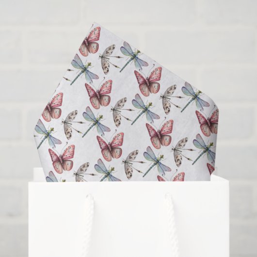 Schmetterling & Dragonfly-Muster Wasserfarbe auf W Seidenpapier (Geschenk Tasche)