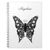 Schmetterling, einfach Schwarz und Weiß Notizblock (Vorderseite)