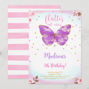 Schmetterling-Einladung zum 5. Geburtstag Einladung