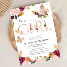 Schmetterling Es ist ein Girl-Rose-Golden-Rosa-Blü Einladung