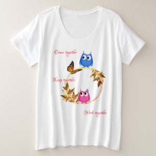 Schmetterling & Eule Anpassbarer Mode-T-Shirt Große Größe T-Shirt