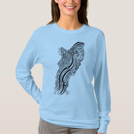 Schmetterling Flattern-Durch langen Hülsen-T - T-Shirt (Vorderseite)
