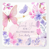 Schmetterling Flatternder Geburtstag Mädchen Quadratischer Aufkleber (Vorderseite)