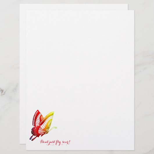 Schmetterling, Fliege nicht einfach, Sau! Schreibw Briefbogen (Vorne/Hinten)