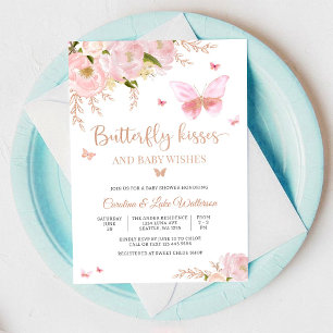 Schmetterling Florale Babyparty-Einladung Einladung