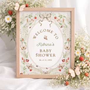 Schmetterling Florale Babyparty Willkommen Poster