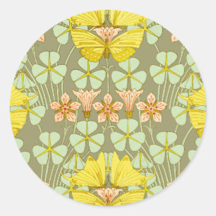 Schmetterling Florale Botanische Farbige Runder Aufkleber