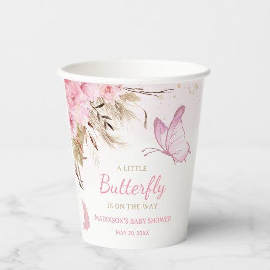 Schmetterling Florales Babyshower Pappbecher (Vorderseite)
