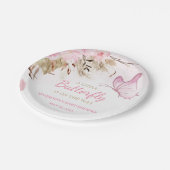 Schmetterling Florales Babyshower Pappteller (Schrägansicht)