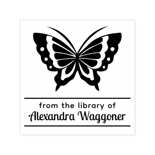 Schmetterling "From the library" Name Monogram #1a Permastempel (Design)