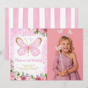 Schmetterling Geburtstags-Foto-Einladung Einladung