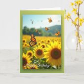 Schmetterling Geburtstagsszene Karte (Gelbe Blume)