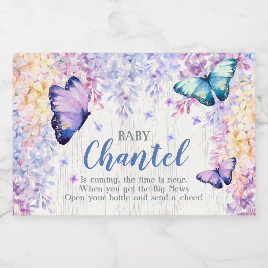 Schmetterling Gedeckter Mini Wein Weinkultur und E Schaumweinetikett (Einzelnes Label)