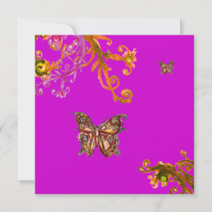 SCHMETTERLING, GELBE BLUMENSTRUDEL rosa lila viole Einladung