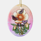 Schmetterling Gelber Mohn Keramik Ornament (Rechts)