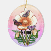 Schmetterling Gelber Mohn Keramik Ornament (Links)