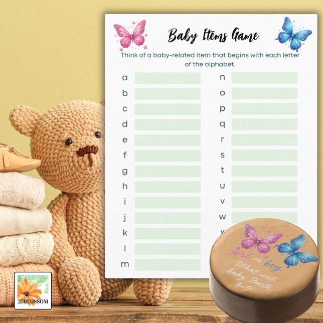 Schmetterling Gender Reveal Party Baby Items Game (Von Creator hochgeladen)