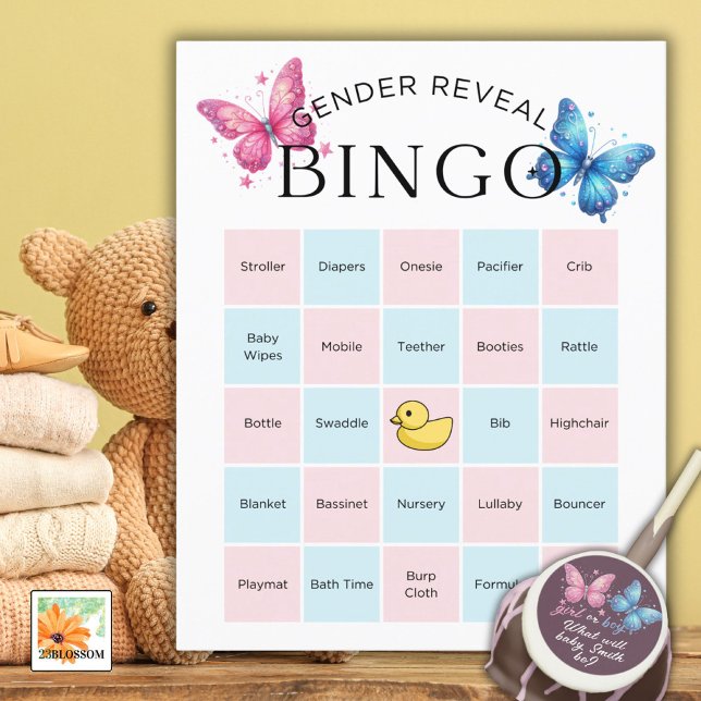 Schmetterling Gender Reveal Party Bingo Game (Von Creator hochgeladen)