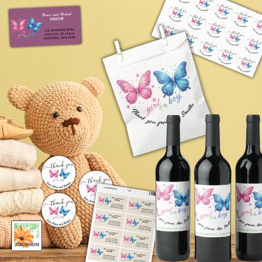 Schmetterling Gender Reveal Party Einladung Geschenktütchen