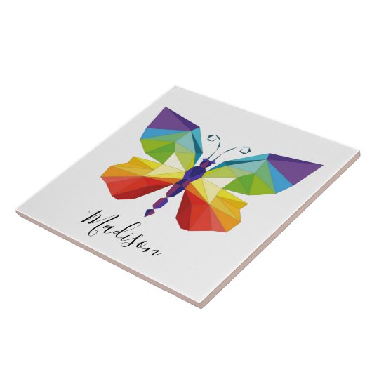 Schmetterling gestrichen, mit Monogramm Fliese (Seite)