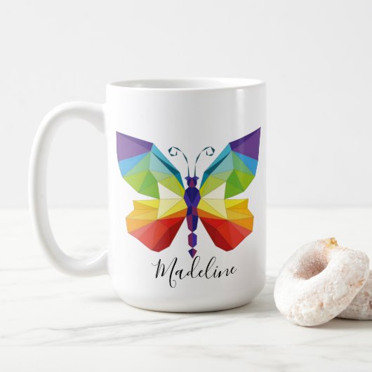 Schmetterling gestrichen, mit Monogramm Kaffeetasse (Mit Donut)