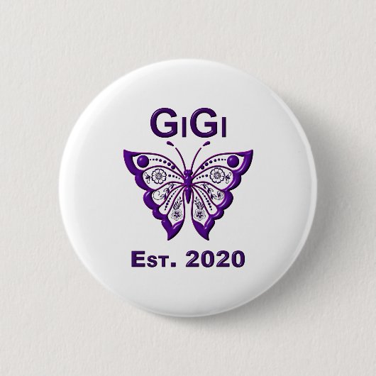 Schmetterling Gigi "Est 2020" Button (Vorderseite)