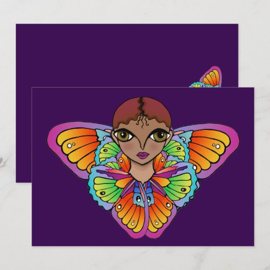 Schmetterling Girl Flat Danke Karte (Vorne/Hinten)